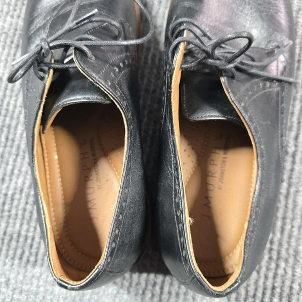 Johnston‎ & Murphy Shoes Mens Size 9.5 M Black Leather Derby J. Murphy Dress